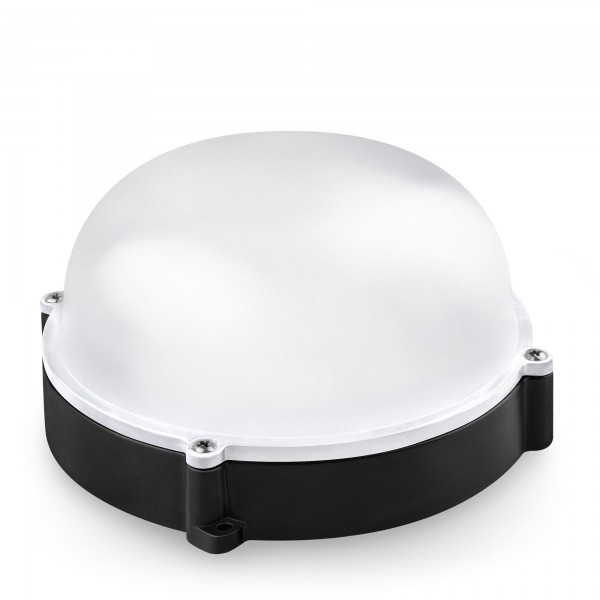 Aplique led redondo negro ext.ip65 12w.f