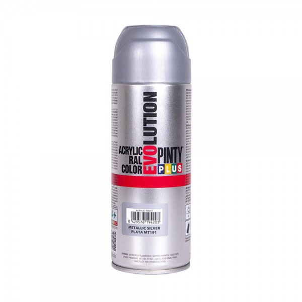 Pintura acrílica spray evolution metalizada 520 cc gris mt156