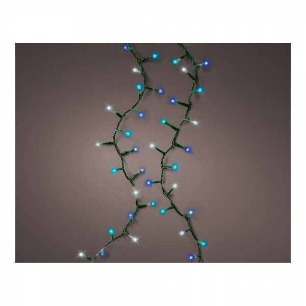 Guirnalda multifunción, uso exterior, led compact, multicolor azul, cable verde, 750 leds, 21 m