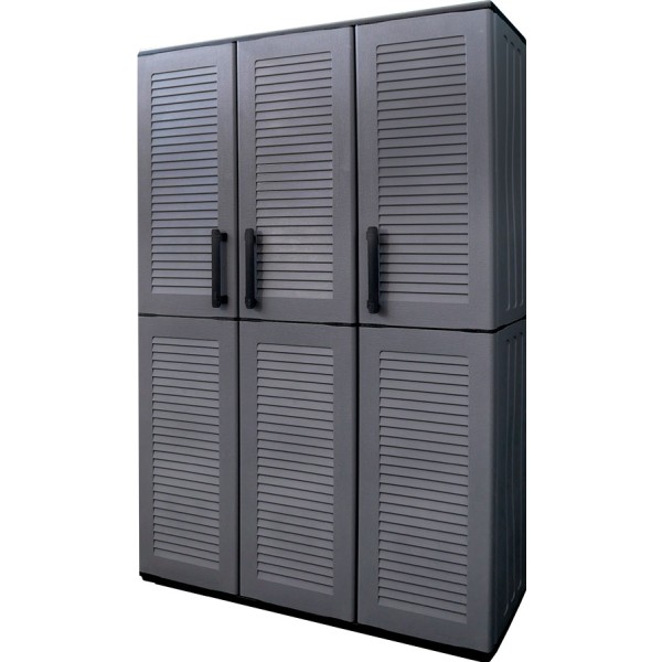 Armario alto con estantes y portaescobas línea easy de polipropileno gris oscuro 102 x 37 x 163 cm